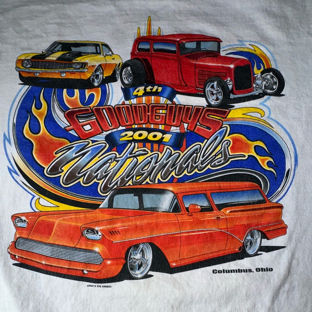 Gildan Hot Rods Goodguys Nationals 2001 T-Shirt Graphic Y2K retro vintage